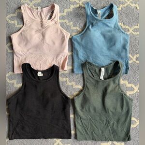 Lululemon Align Ribbed cropped tanks- set of 4. Padded.